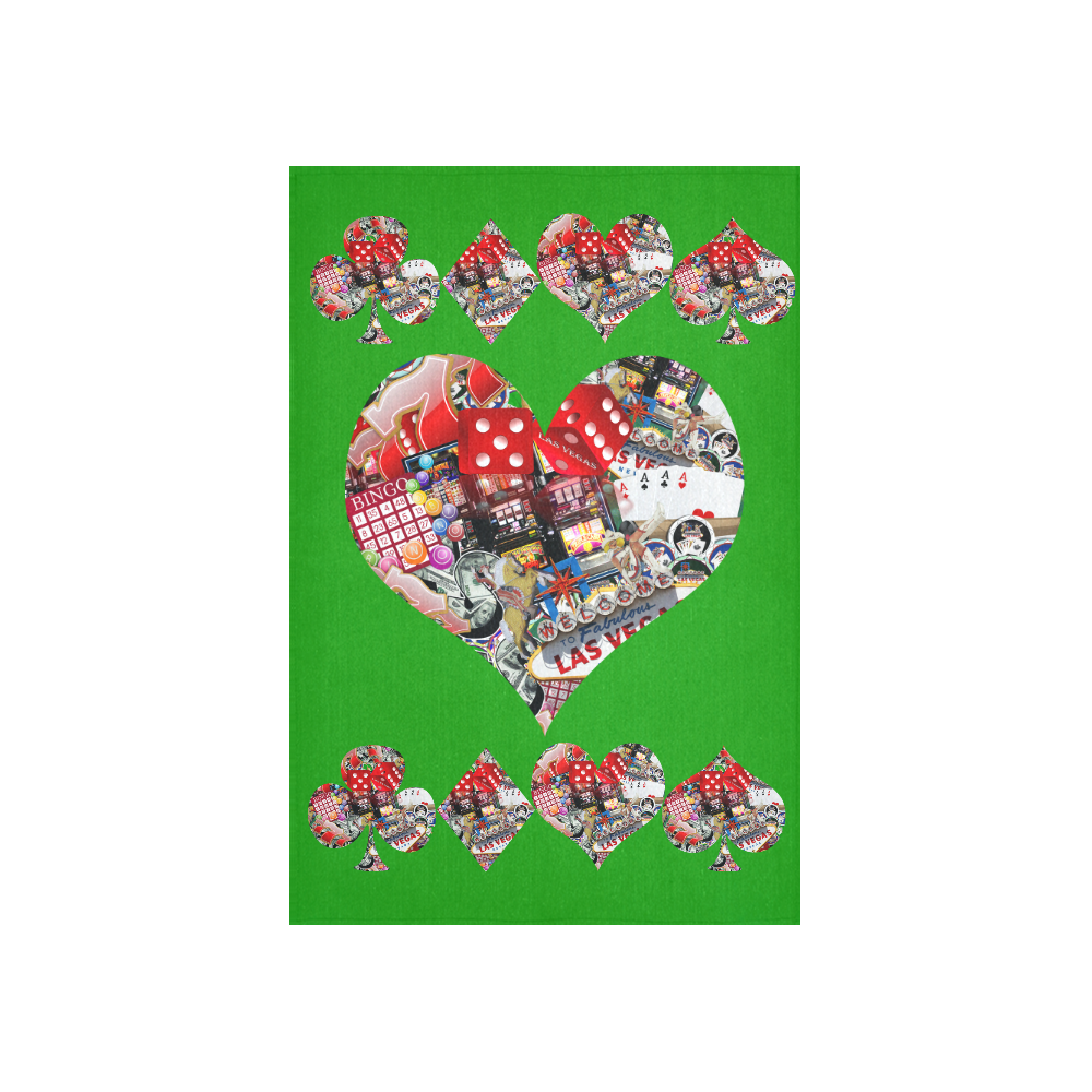 Heart Playing Card Shape - Las Vegas Icons Cotton Linen Wall Tapestry 40"x 60"