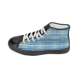 Watercolor STRIPES grunge pattern - blue Men’s Classic High Top Canvas Shoes (Model 017)