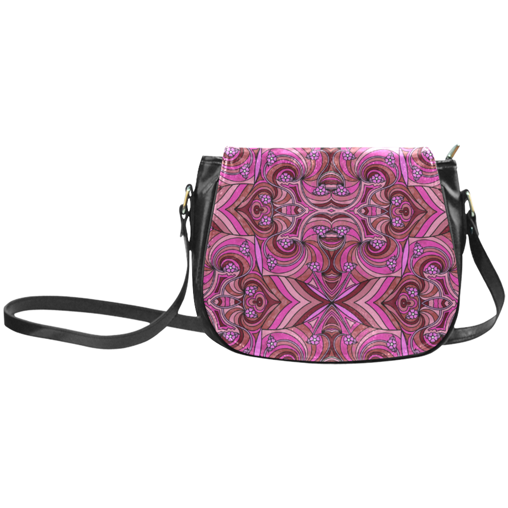 Pink Abstract Doodle Pattern by ArtformDesigns Classic Saddle Bag/Small (Model 1648)