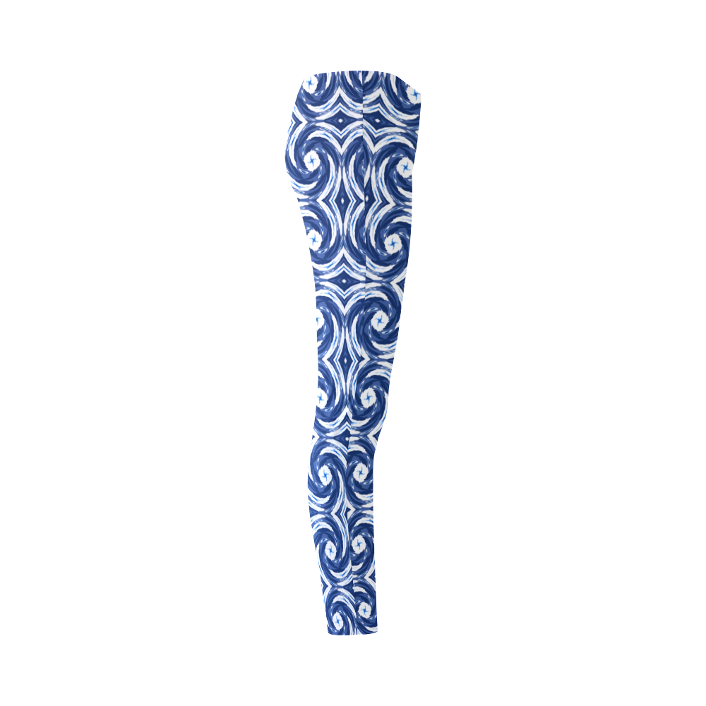Watery Blue Kaleidoscope Swirls by ArtformDesigns Cassandra Women's Leggings (Model L01)