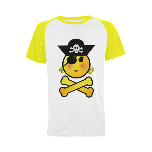 Pirate Emoticon - Smiley Emoji Girl Men's Raglan T-shirt Big Size (USA Size) (Model T11)