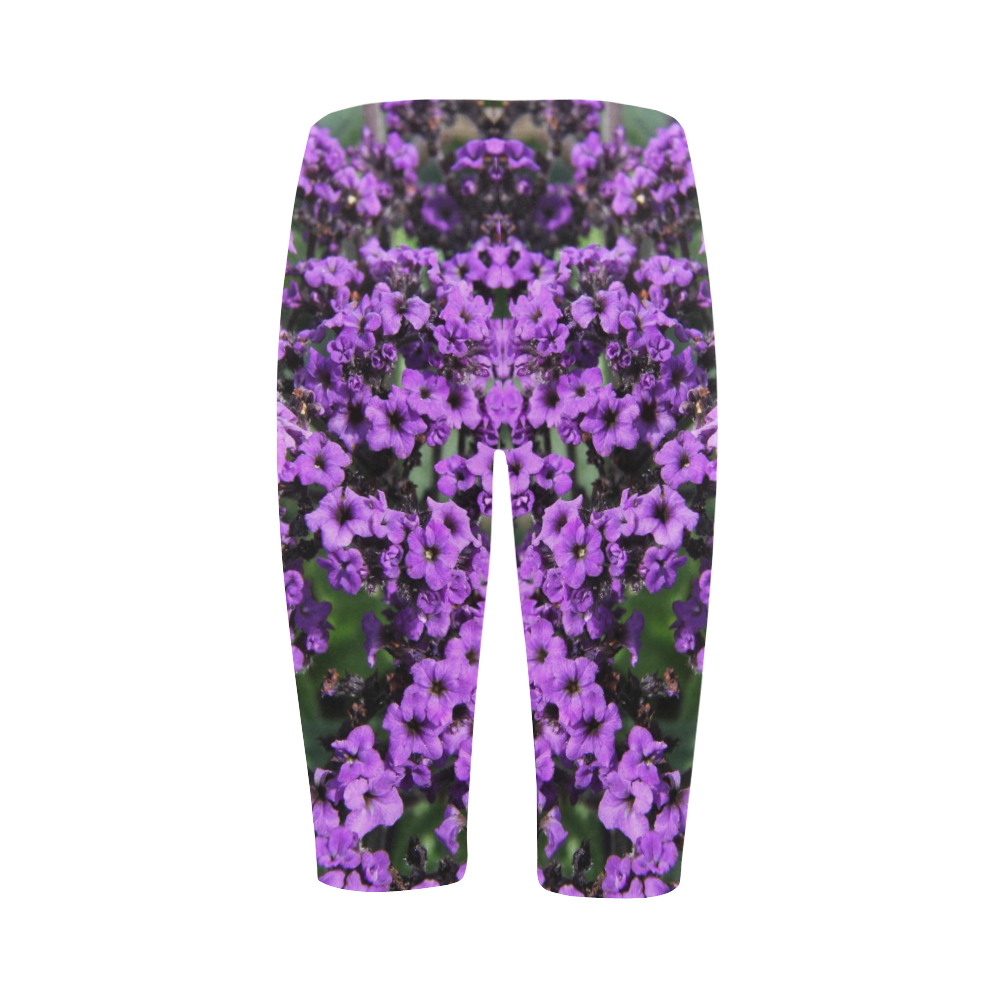 Purple Flowers Hestia Cropped Leggings (Model L03)