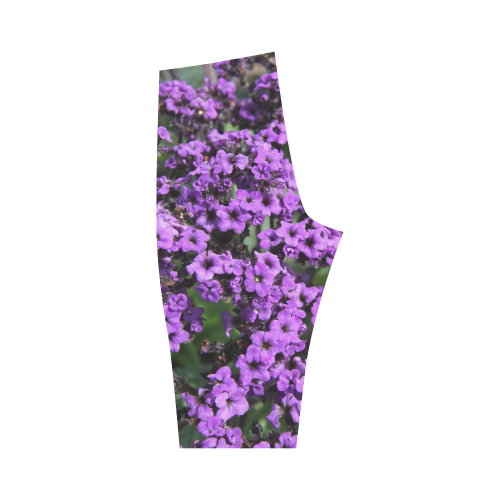 Purple Flowers Hestia Cropped Leggings (Model L03)