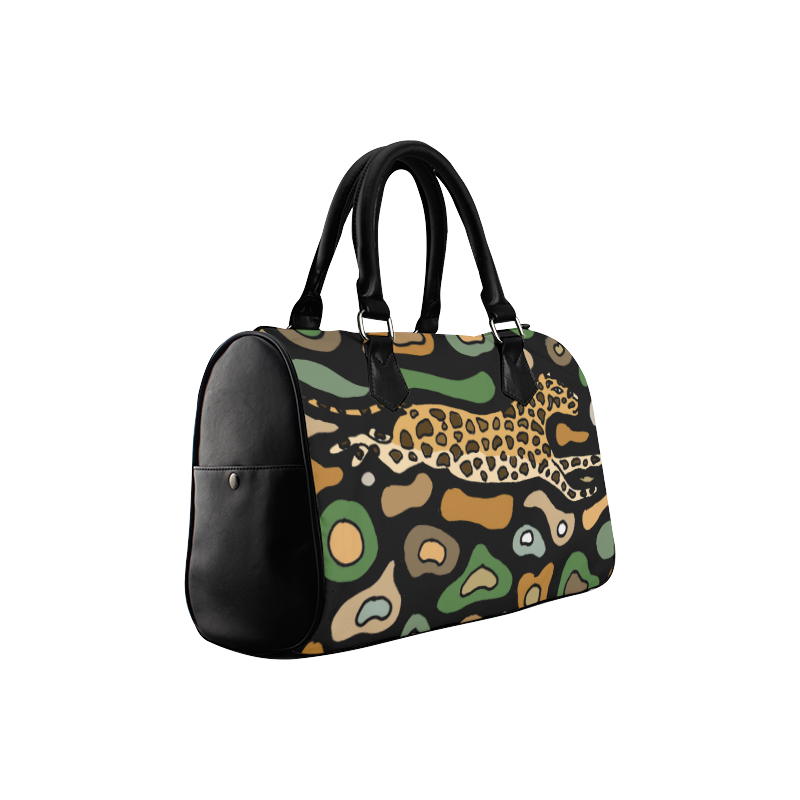 Cool Running Leopard Abstract Art Boston Handbag (Model 1621)