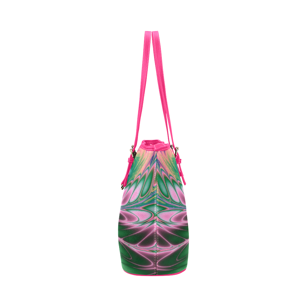 Fractal Fantasy Feathers Abstract Leather Tote Bag/Small (Model 1651)