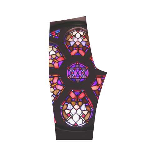 Purple Rosary Window Mandala Hestia Cropped Leggings (Model L03)