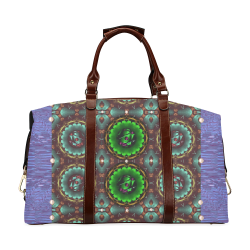 yin yang in art style and golden flowers Classic Travel Bag (Model 1643)