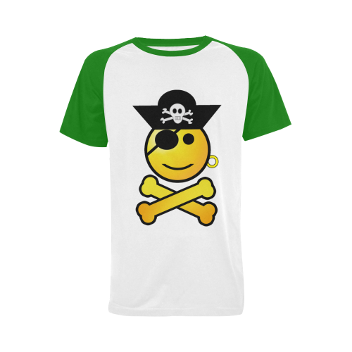 Pirate Emoticon - Smiley Emoji Men's Raglan T-shirt Big Size (USA Size) (Model T11)