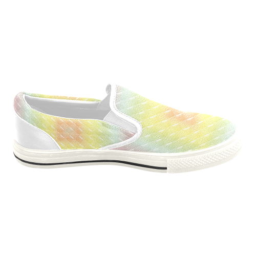 Soft Multicolour Square Women's Unusual Slip-on Canvas Shoes (Model 019)