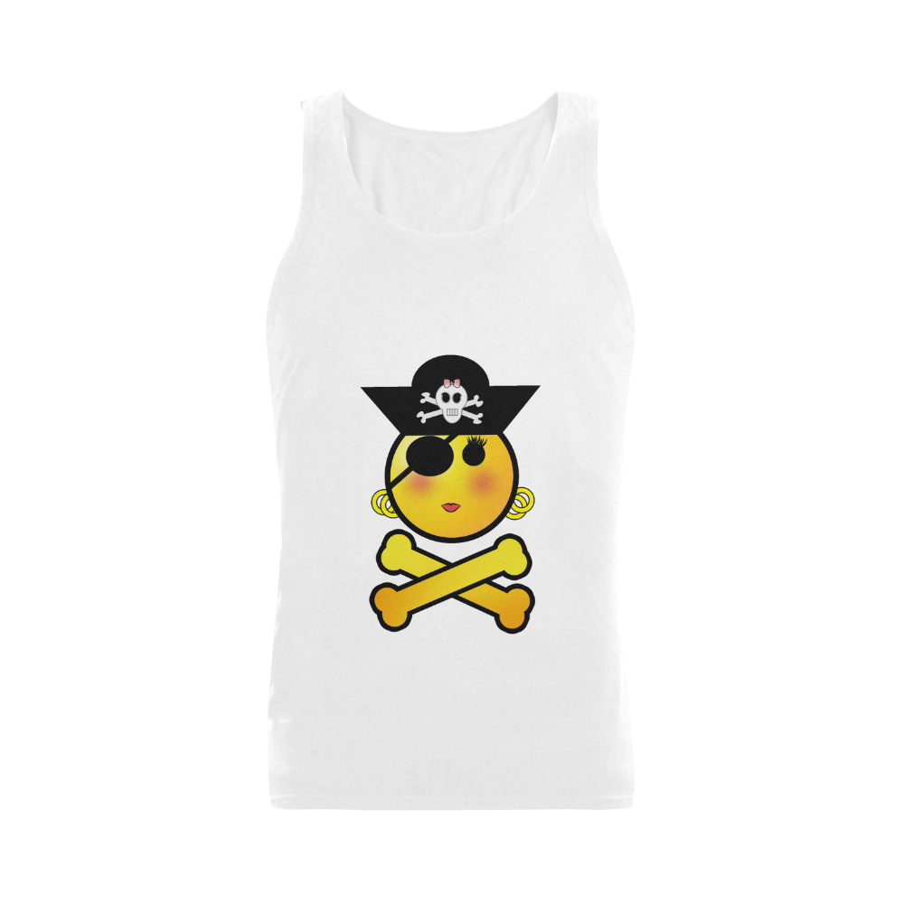 Pirate Emoticon - Smiley Emoji Girl Men's Shoulder-Free Tank Top (Model T33)