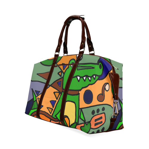 Funy Alligator Playing Guitar Abstract Art Classic Travel Bag (Model 1643)