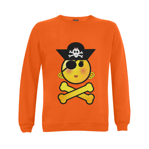 Pirate Emoticon - Smiley Emoji Girl Gildan Crewneck Sweatshirt(NEW) (Model H01)