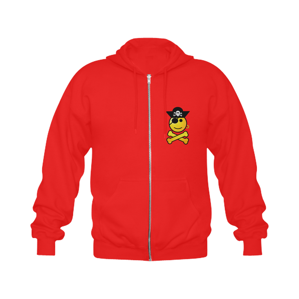 Pirate Emoticon - Smiley Emoji Gildan Full Zip Hooded Sweatshirt (Model H02)