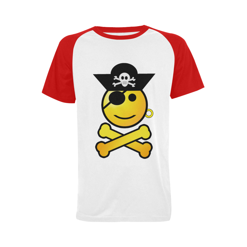 Pirate Emoticon - Smiley Emoji Men's Raglan T-shirt Big Size (USA Size) (Model T11)