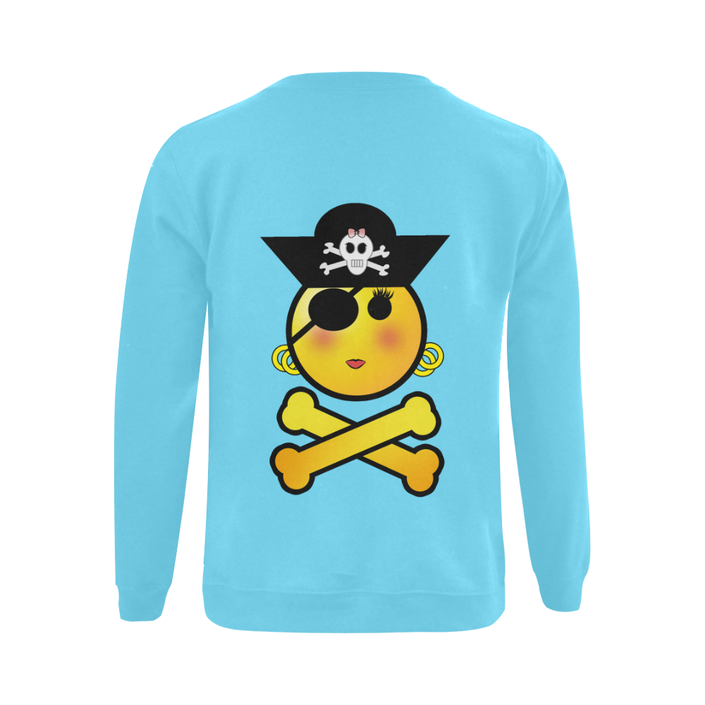 Pirate Emoticon - Smiley Emoji Girl Gildan Crewneck Sweatshirt(NEW) (Model H01)