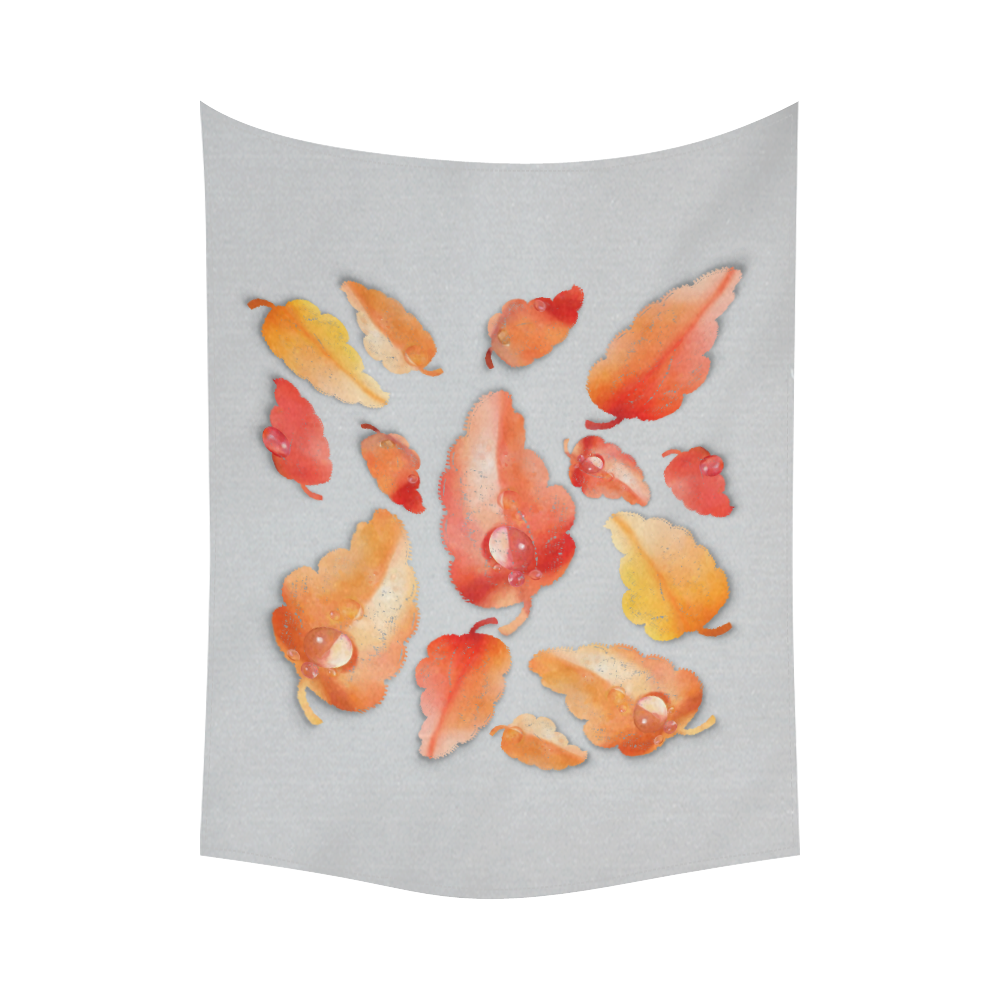 Red- orange leaves Cotton Linen Wall Tapestry 80"x 60"