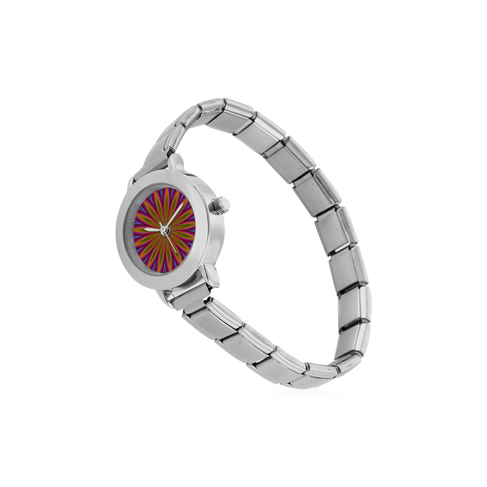 Fractal Kaleidoscope Mandala Flower Abstract 3 Women's Italian Charm Watch(Model 107)