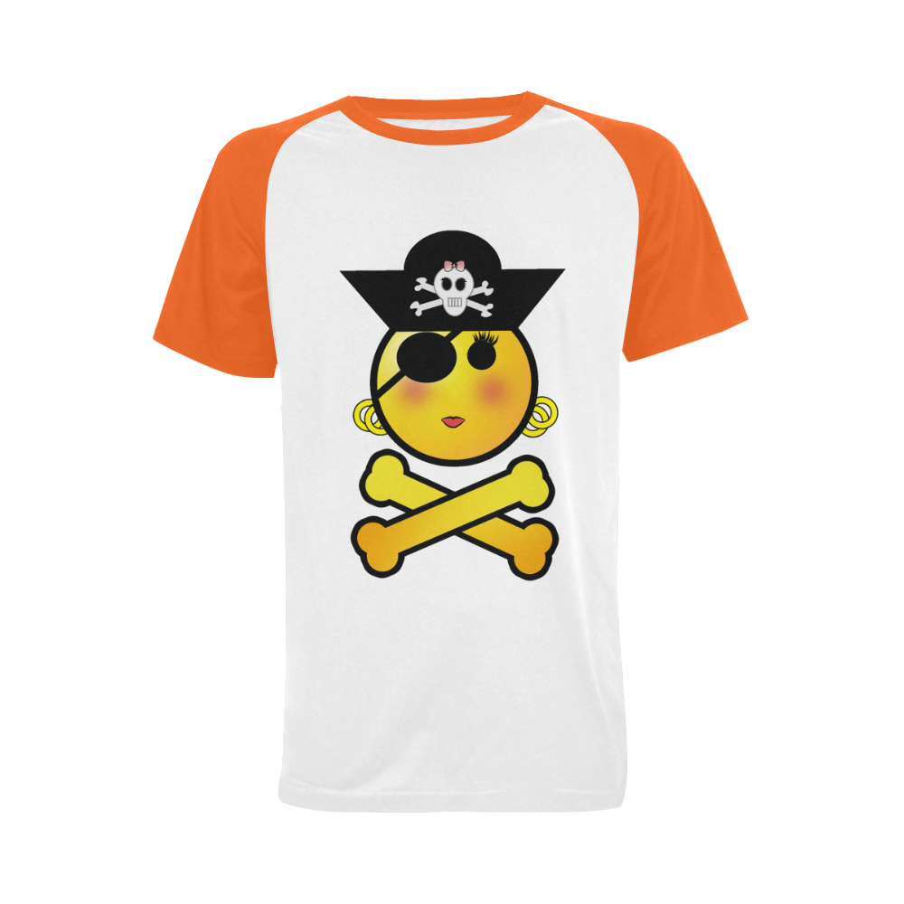 Pirate Emoticon - Smiley Emoji Girl Men's Raglan T-shirt Big Size (USA Size) (Model T11)