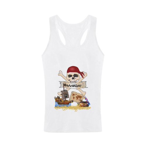 Pirate Ship, Treasure Chest and Jolly Roger Plus-size Men's I-shaped Tank Top (Model T32)