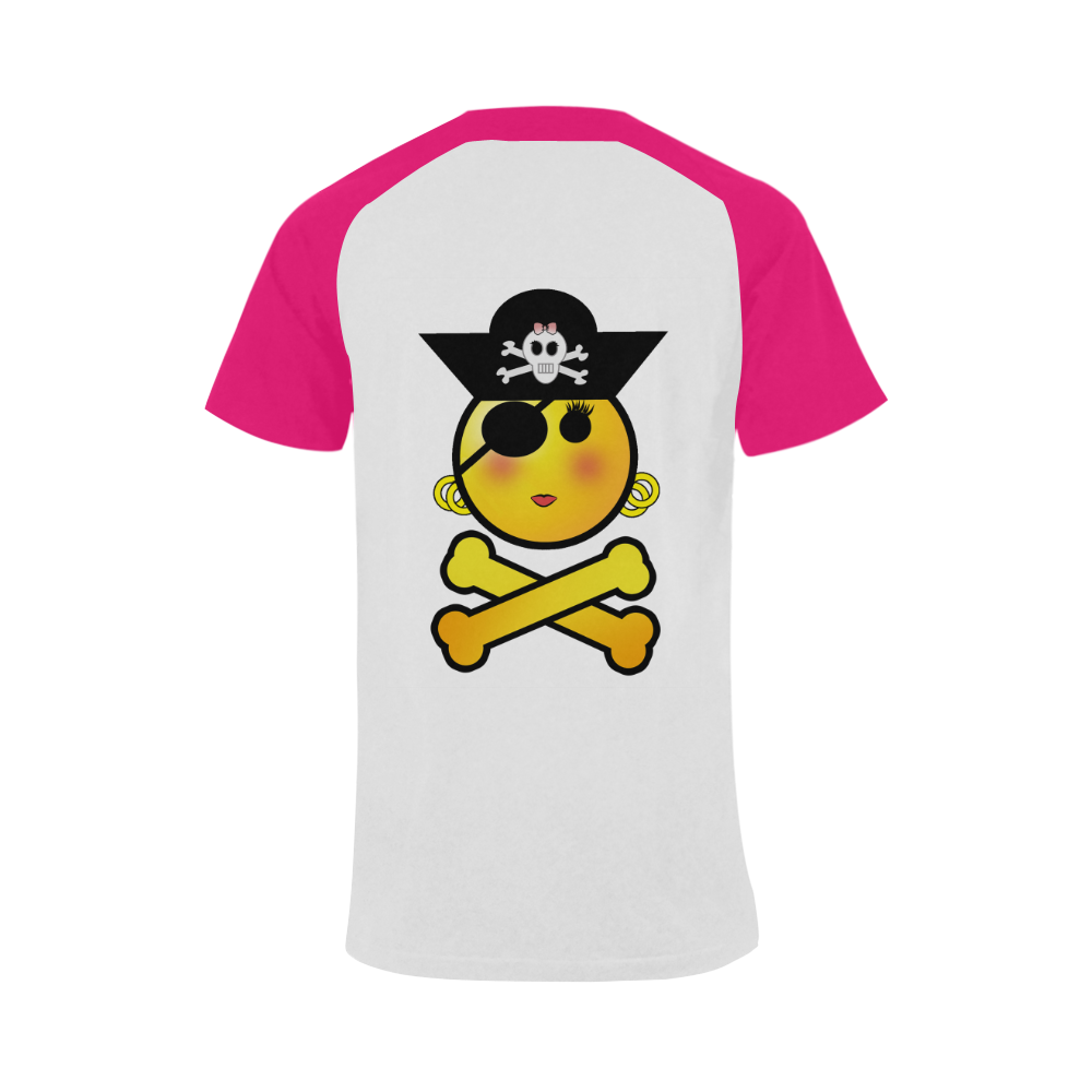 Pirate Emoticon - Smiley Emoji Girl Men's Raglan T-shirt Big Size (USA Size) (Model T11)