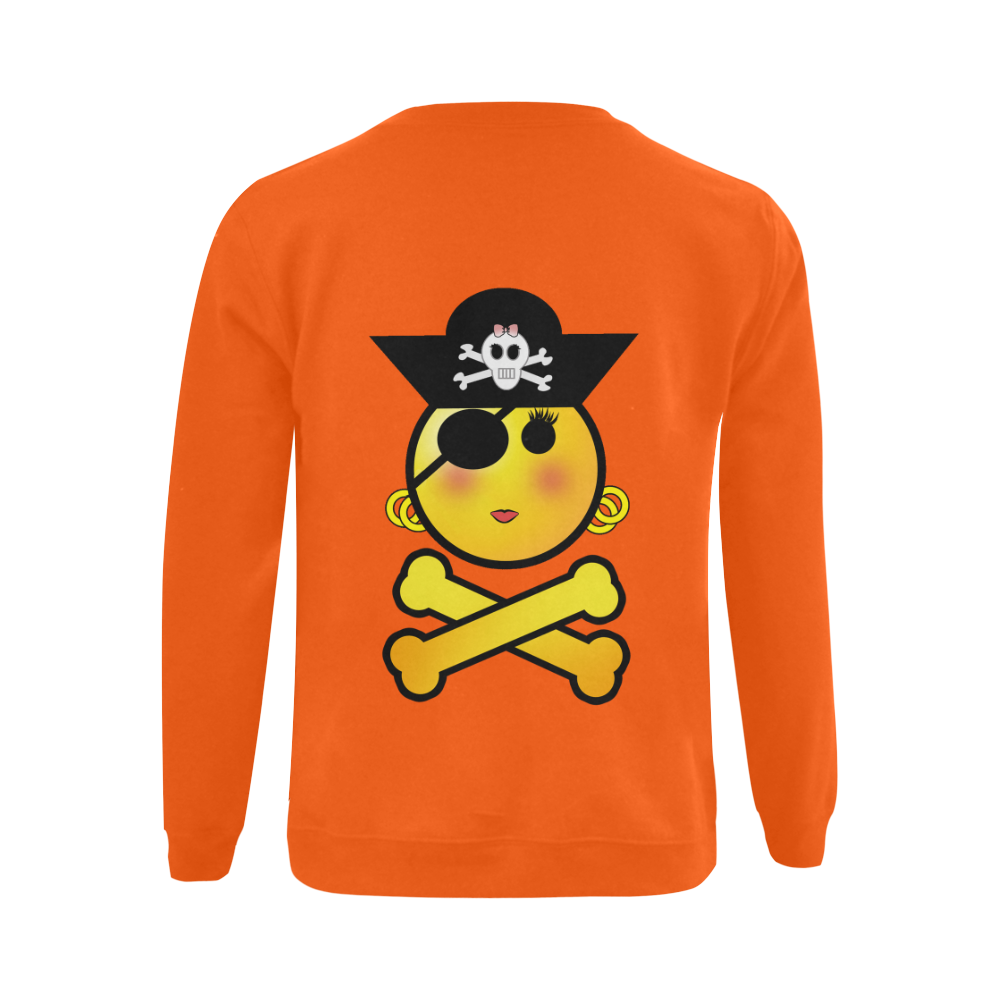 Pirate Emoticon - Smiley Emoji Girl Gildan Crewneck Sweatshirt(NEW) (Model H01)