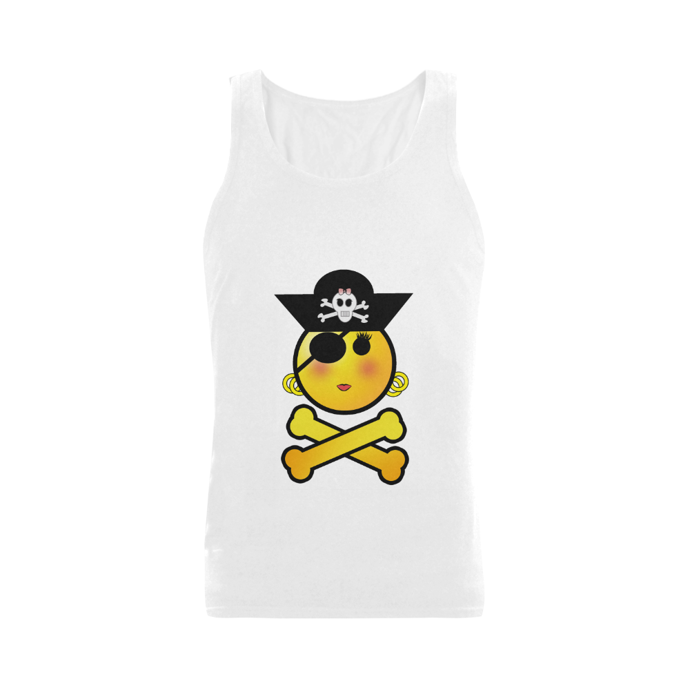 Pirate Emoticon - Smiley Emoji Girl Plus-size Men's Shoulder-Free Tank Top (Model T33)