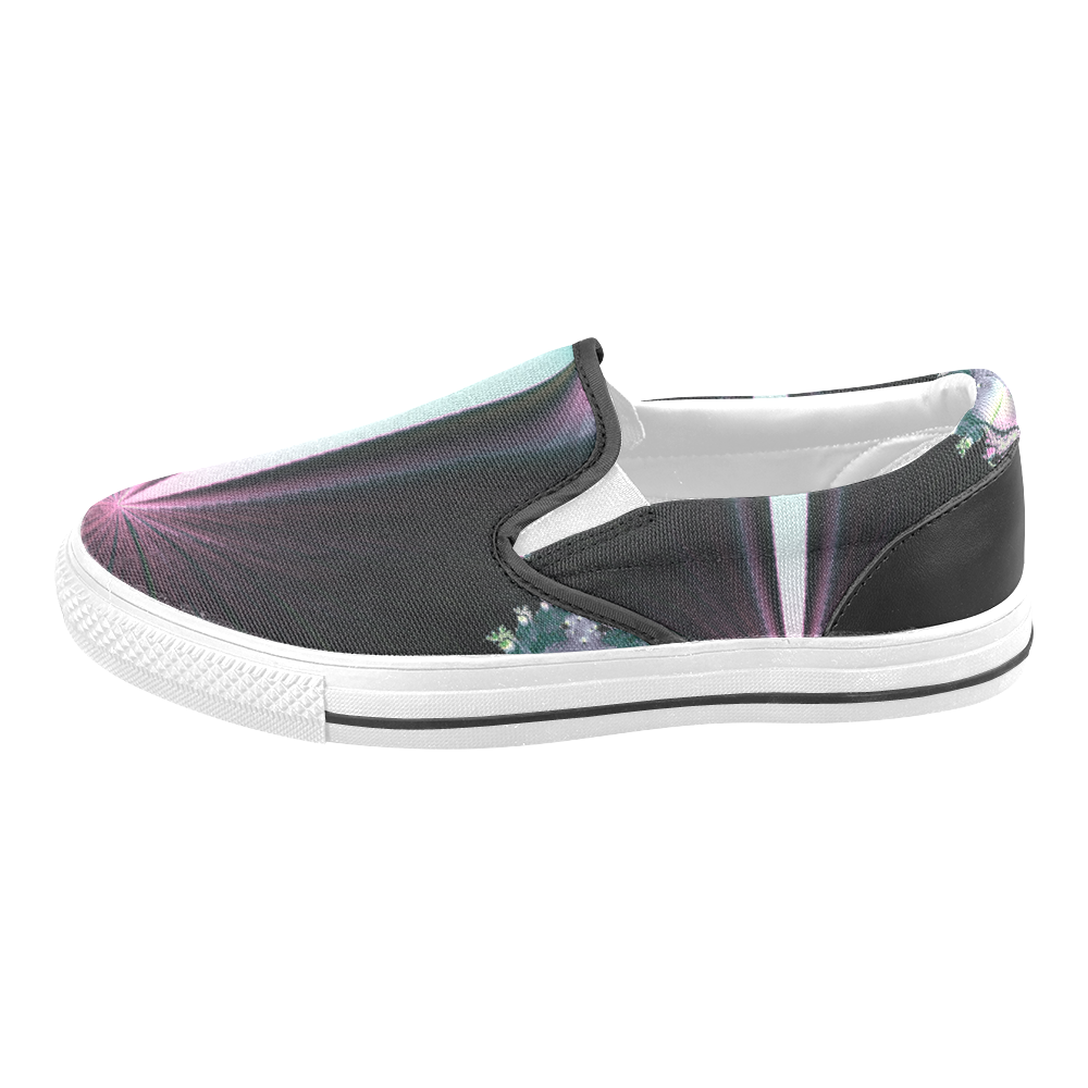 Fractal Beacon in the Night Abstract Men's Slip-on Canvas Shoes (Model 019)