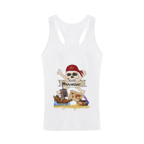 Pirate Ship, Treasure Chest and Jolly Roger Men's I-shaped Tank Top (Model T32)