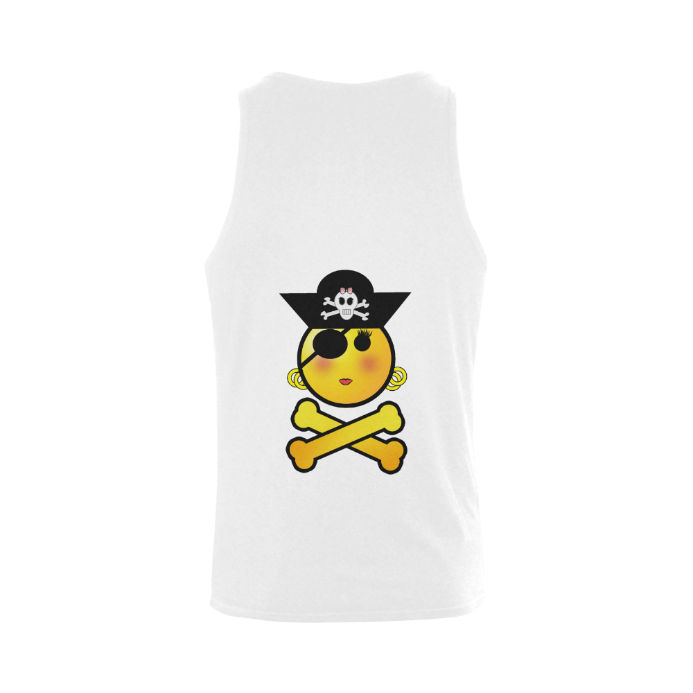 Pirate Emoticon - Smiley Emoji Girl Men's Shoulder-Free Tank Top (Model T33)
