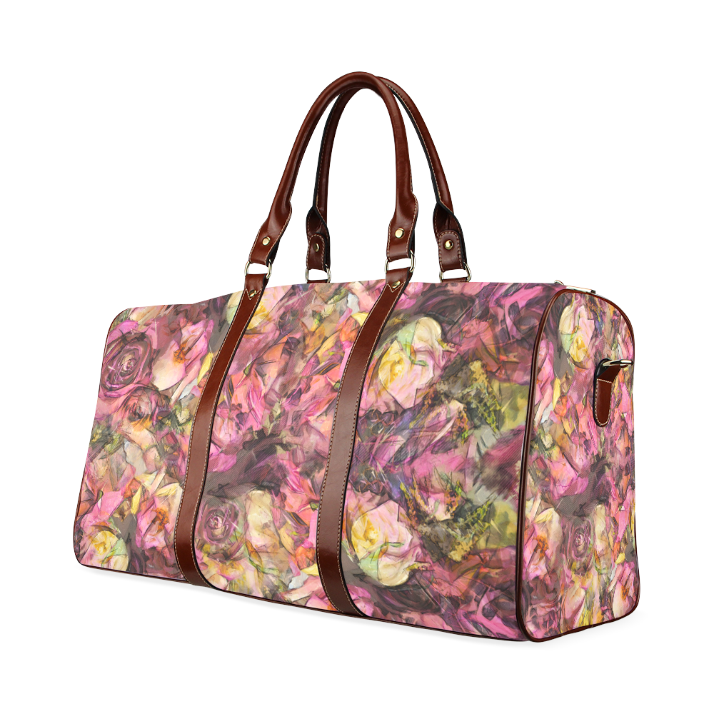Berry Flowers Black New Waterproof Travel Bag/Large (Model 1639)