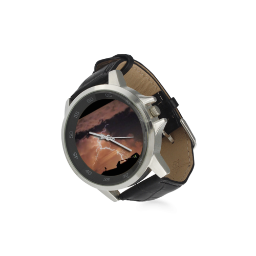 Mister Lightning Unisex Stainless Steel Leather Strap Watch(Model 202)