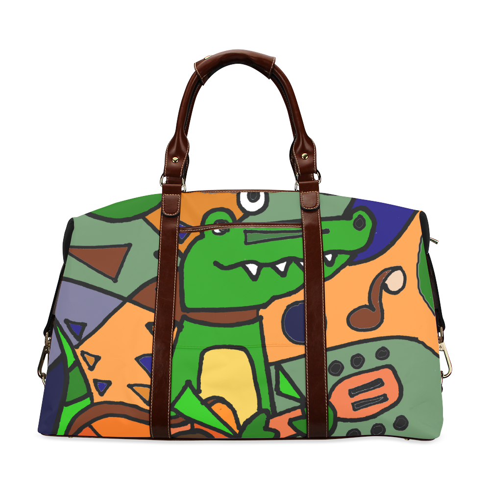 Funy Alligator Playing Guitar Abstract Art Classic Travel Bag (Model 1643)
