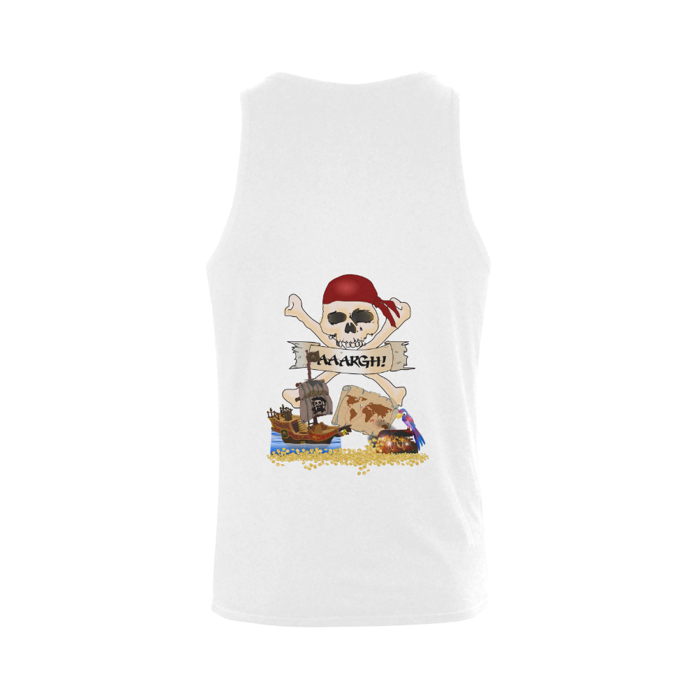 Pirate Ship, Treasure Chest and Jolly Roger Plus-size Men's Shoulder-Free Tank Top (Model T33)