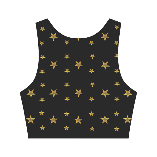 Twinkle Twinkle Little Star Gold Stars on Black Women's Crop Top (Model T42)