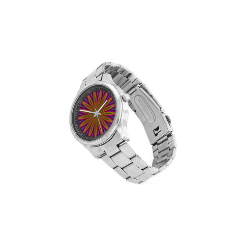 Fractal Kaleidoscope Mandala Flower Abstract 3 Men's Stainless Steel Watch(Model 104)