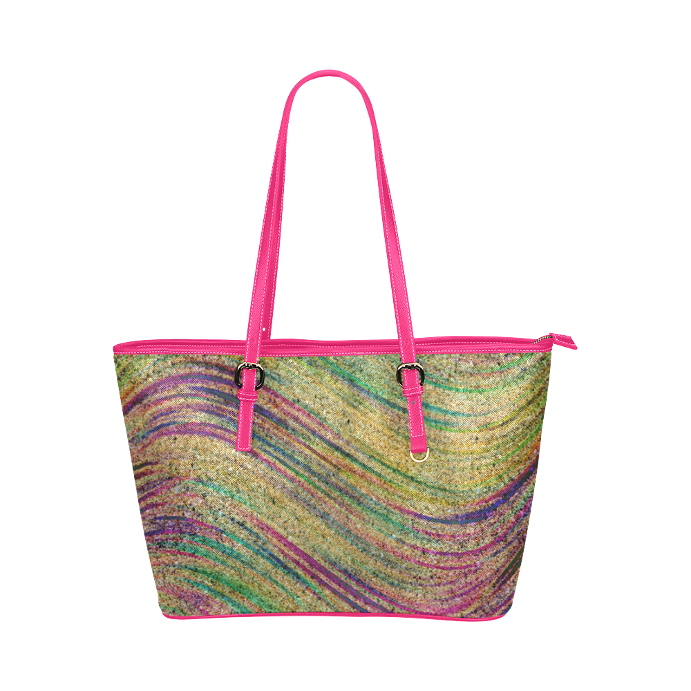 sand undulations tote bag Leather Tote Bag/Large (Model 1651)