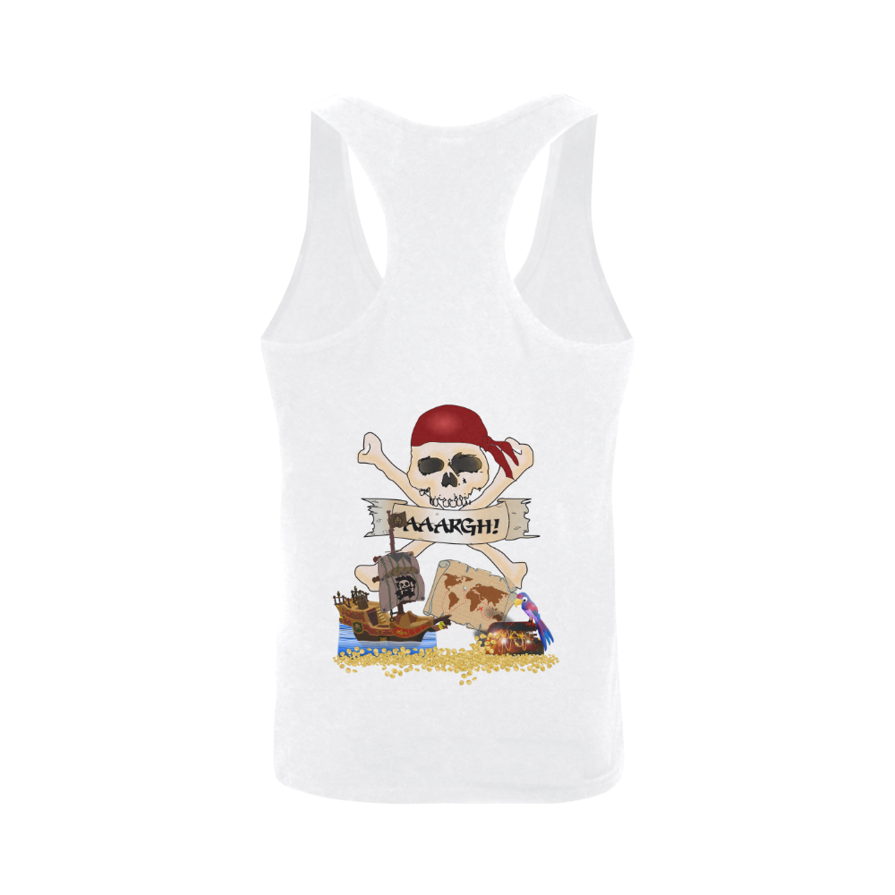 Pirate Ship, Treasure Chest and Jolly Roger Plus-size Men's I-shaped Tank Top (Model T32)