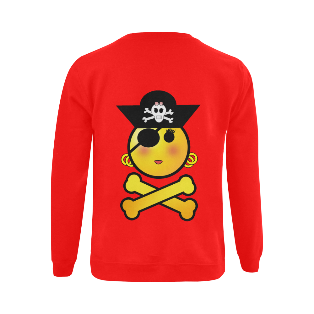 Pirate Emoticon - Smiley Emoji Girl Gildan Crewneck Sweatshirt(NEW) (Model H01)