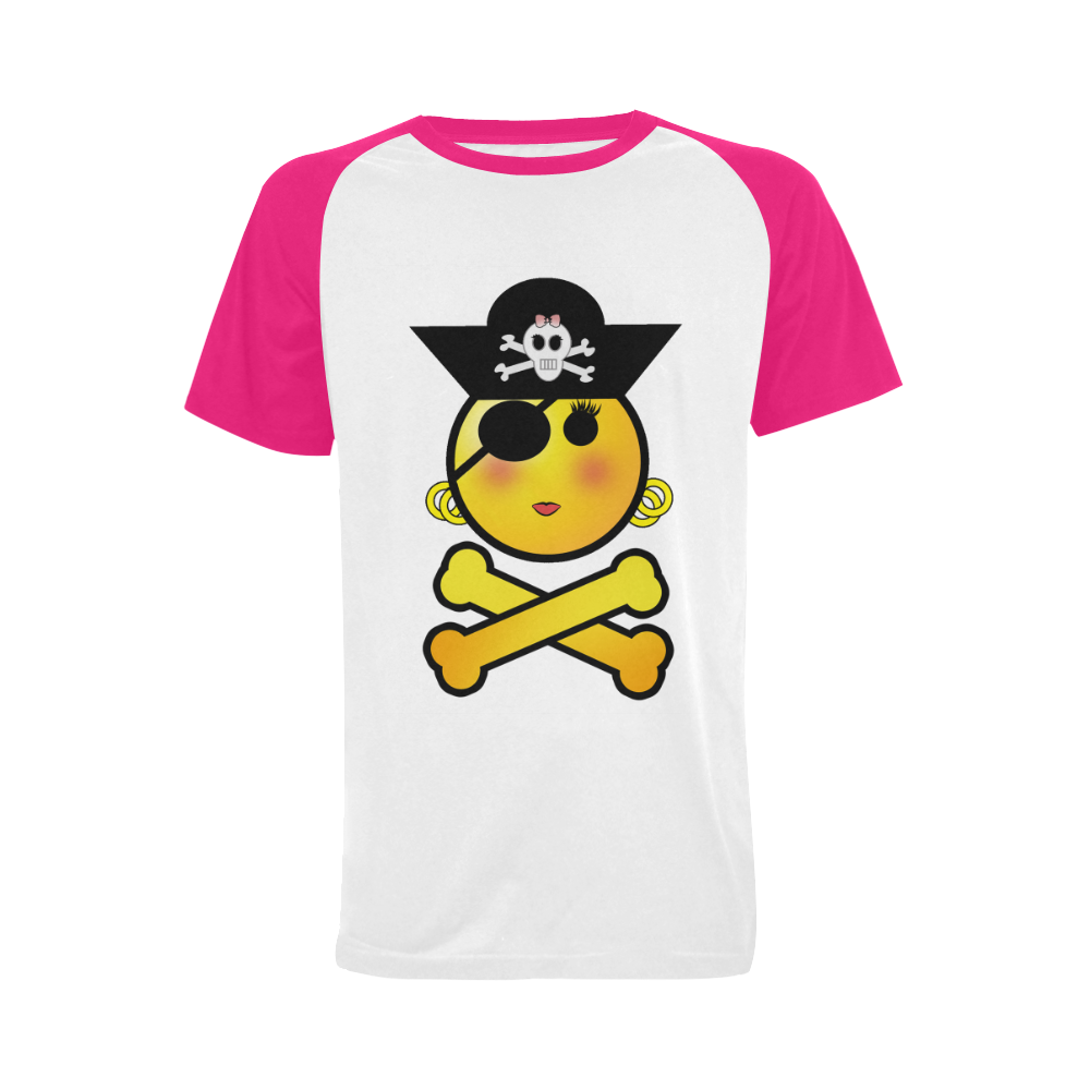 Pirate Emoticon - Smiley Emoji Girl Men's Raglan T-shirt Big Size (USA Size) (Model T11)