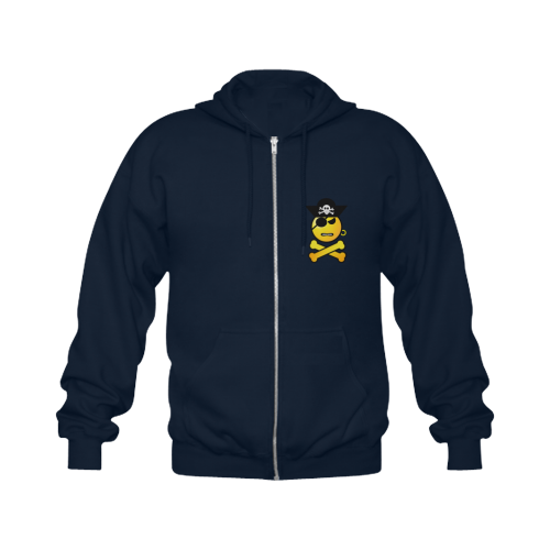 Pirate Emoticon - Frowning Emoji Gildan Full Zip Hooded Sweatshirt (Model H02)