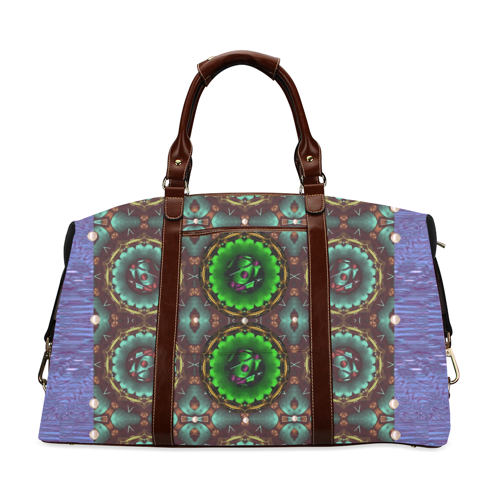yin yang in art style and golden flowers Classic Travel Bag (Model 1643)