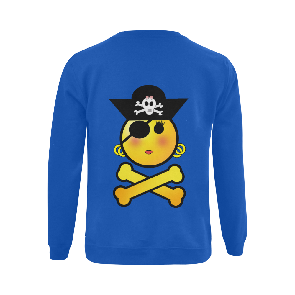 Pirate Emoticon - Smiley Emoji Girl Gildan Crewneck Sweatshirt(NEW) (Model H01)