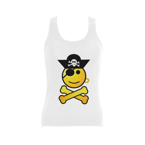 Pirate Emoticon - Smiley Emoji Women's Shoulder-Free Tank Top (Model T35)