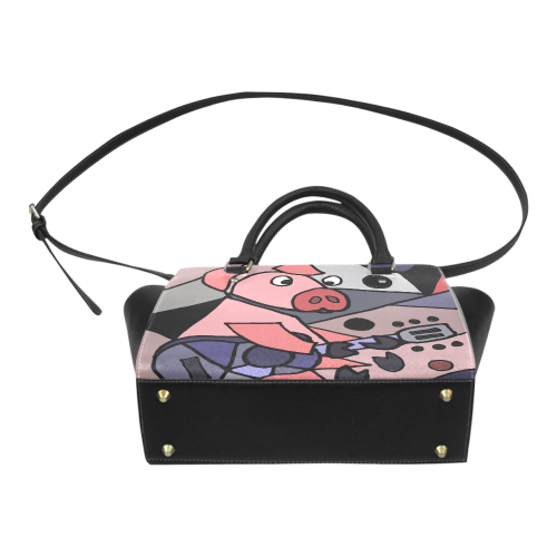 Funny Pig Playing Guitar Abstract Art Classic Shoulder Handbag (Model 1653)