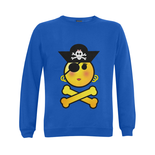 Pirate Emoticon - Smiley Emoji Girl Gildan Crewneck Sweatshirt(NEW) (Model H01)