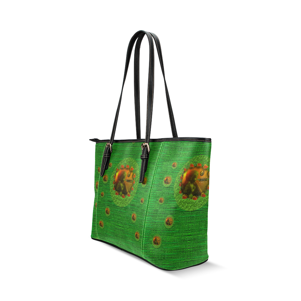 Angels watching over you in peace Leather Tote Bag/Large (Model 1640)