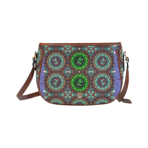 yin yang in art style and golden flowers Saddle Bag/Small (Model 1649) Full Customization