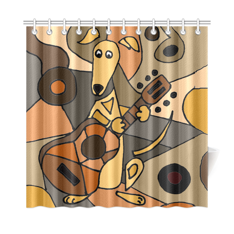 Funny Greyhound Dog Playing Guitar Abstract Art Shower Curtain 72"x72"