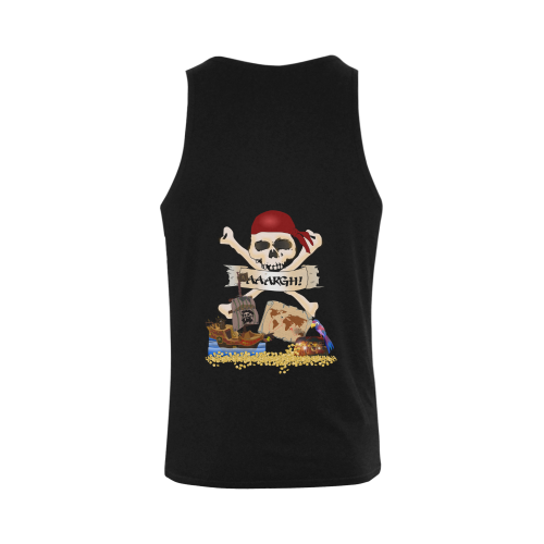 Pirate Ship, Treasure Chest and Jolly Roger Men's Shoulder-Free Tank Top (Model T33)