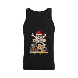 Pirate Ship, Treasure Chest and Jolly Roger Plus-size Men's Shoulder-Free Tank Top (Model T33)